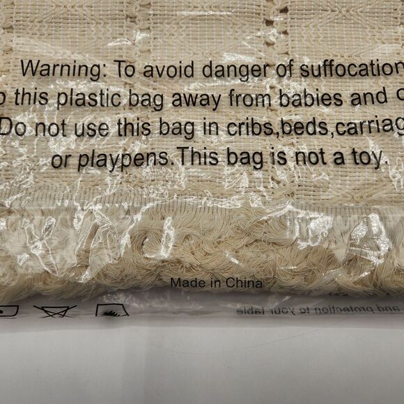 FunWheat Table Runner Beige Cream Woven Fringe 12"x108" Farmhouse Boho Dining - Picture 6 of 7